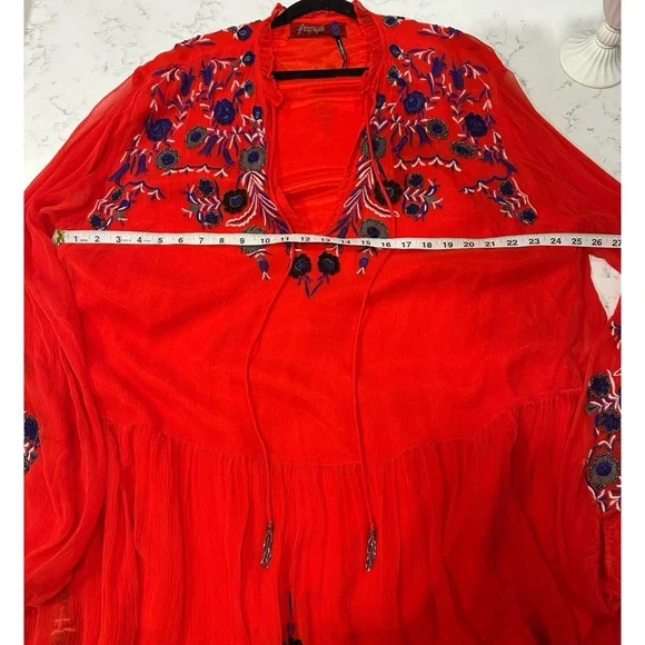 Free People Embroidered & Beaded Tunic Dress - Size Medium - Picture 12 of 14